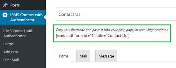 Configure WordPress iSMS Contact Form Authenticator Plugin Indonesia