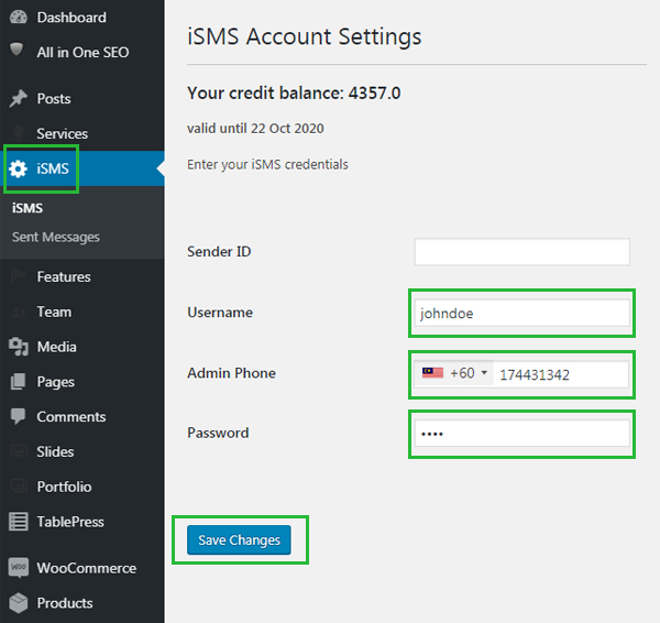 Configure WordPress iSMS Plugin Indonesia