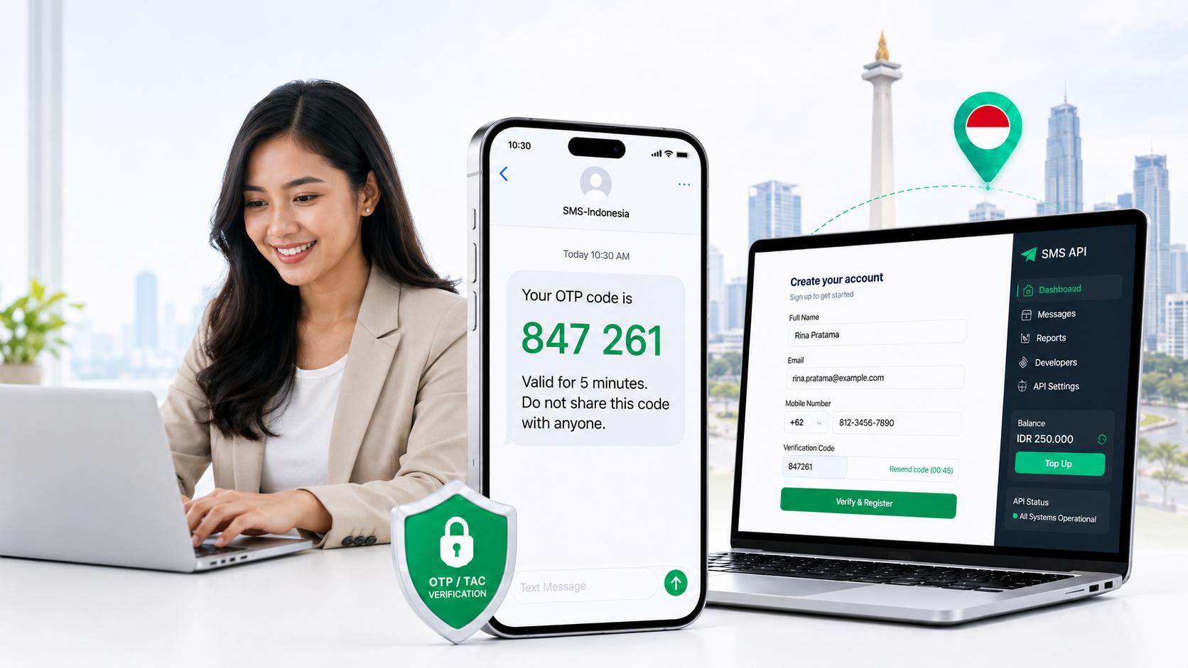 SMS API Indonesia for OTP and customer alerts
