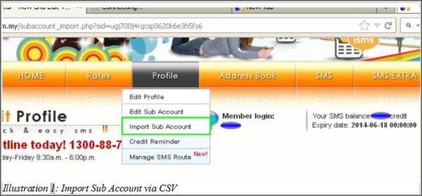SMS Marketing Indonesia Import Sub Account via Excel